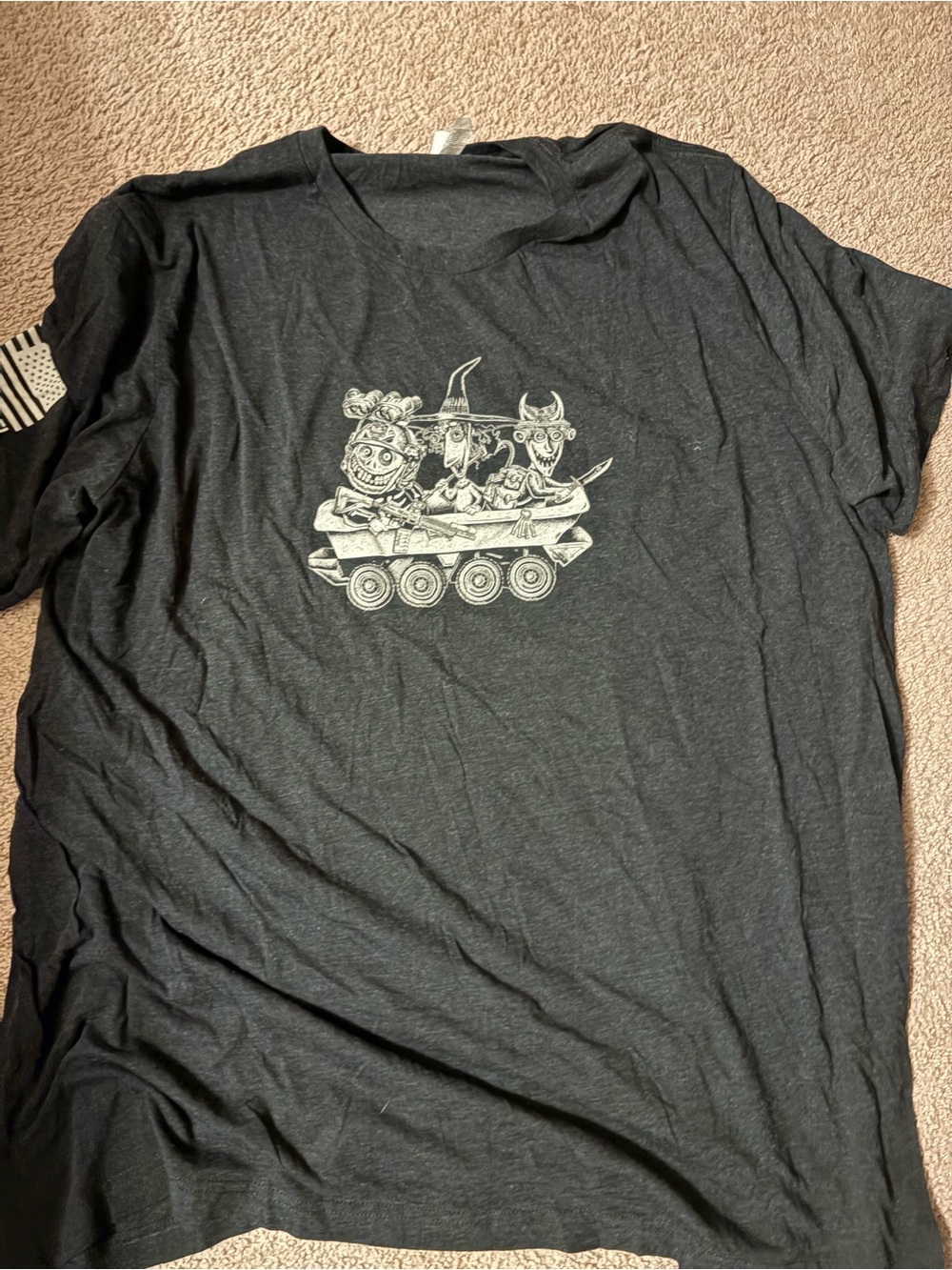 Men’s Nine Line Apparel Tactical Nightmare T‑Shirt with White Cartoon Print